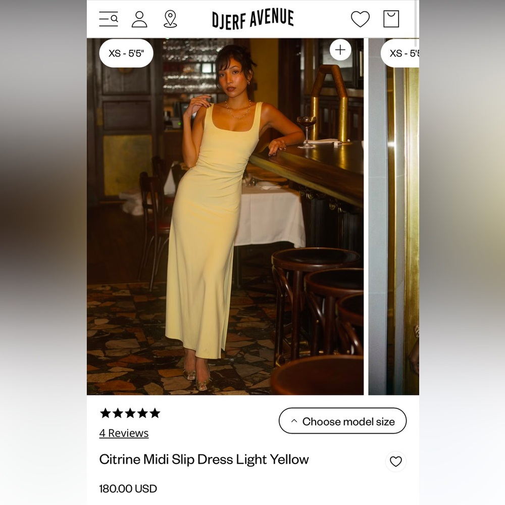 ISO DJERF AVENUE Citrine Midi Slip Dress Light Yellow